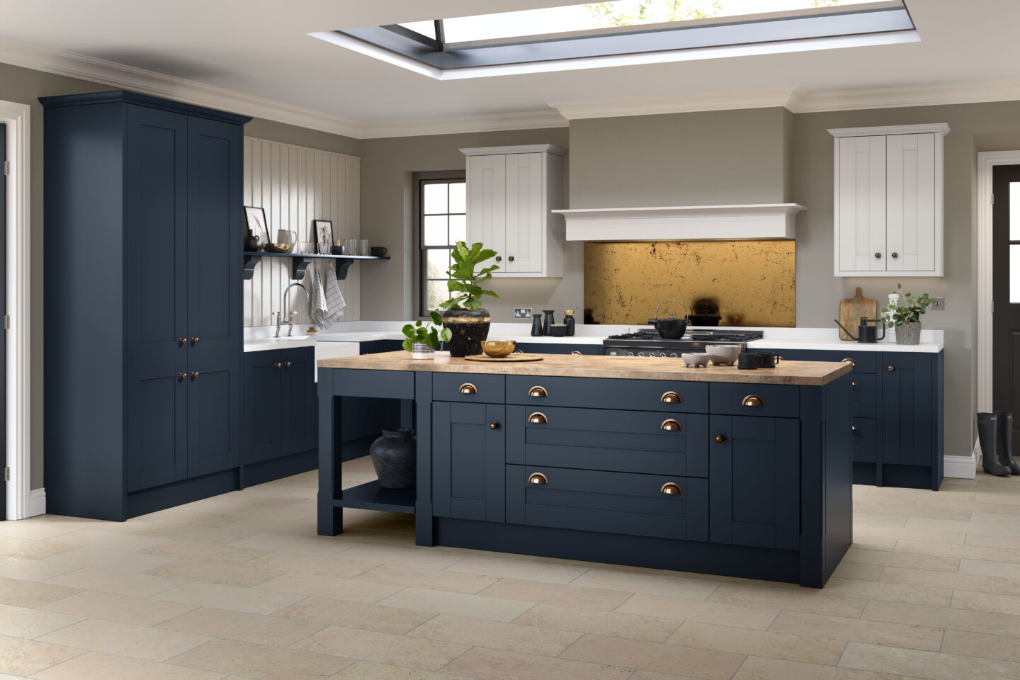 Nouveau Painted Indigo Blue Limestone