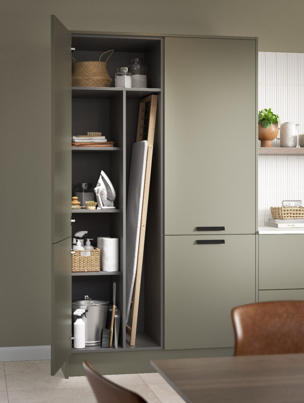 Setosa painted Botanical Green with Sylvan Oak Utility unit