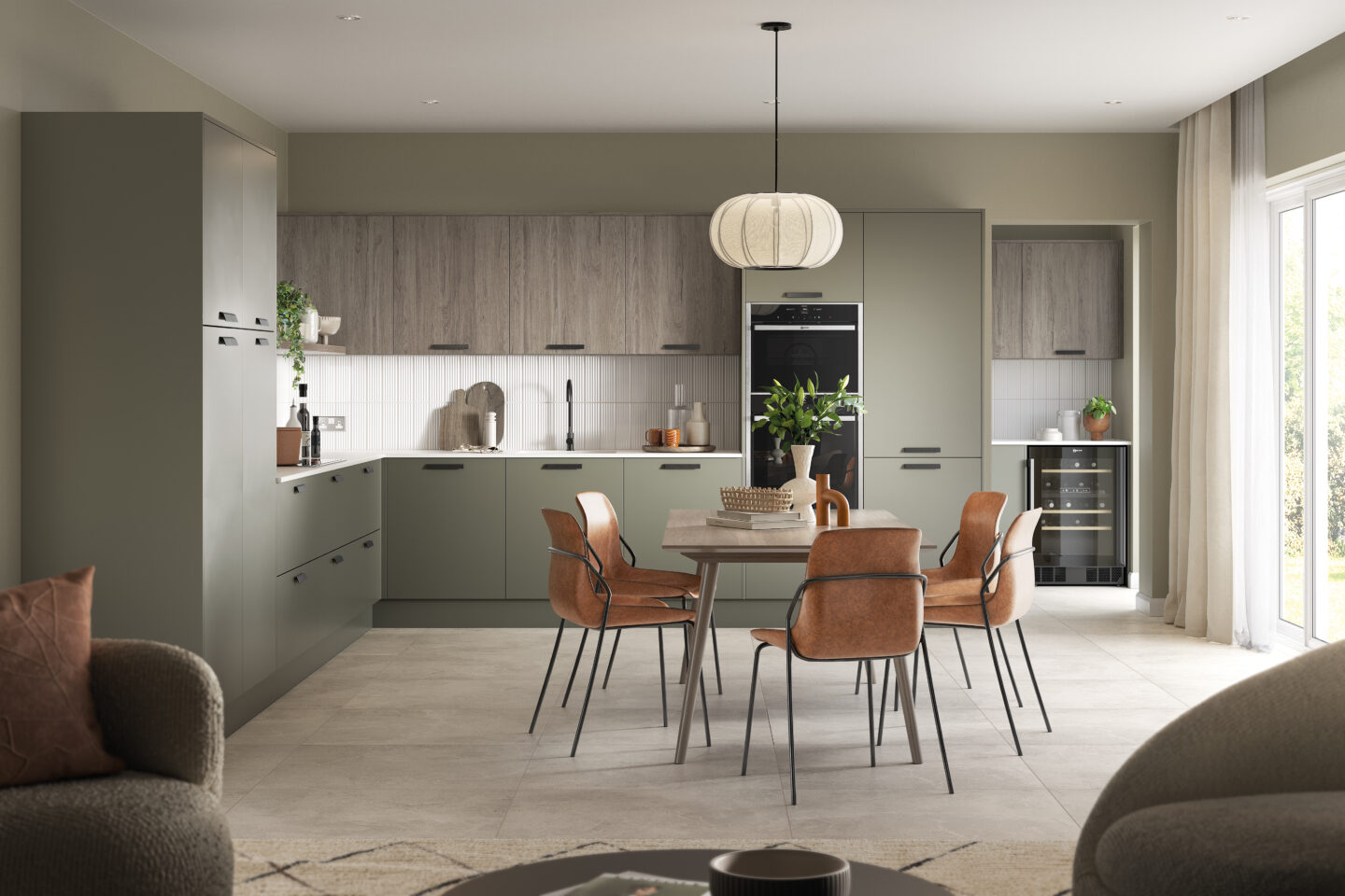 Setosa Painted Botanical Green Sylvan Oak RTA