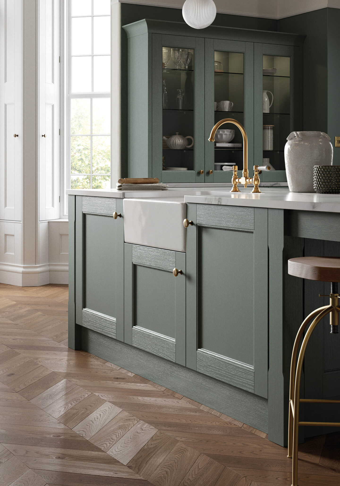 Manor House Painted Botanical Green sink cameo Converted