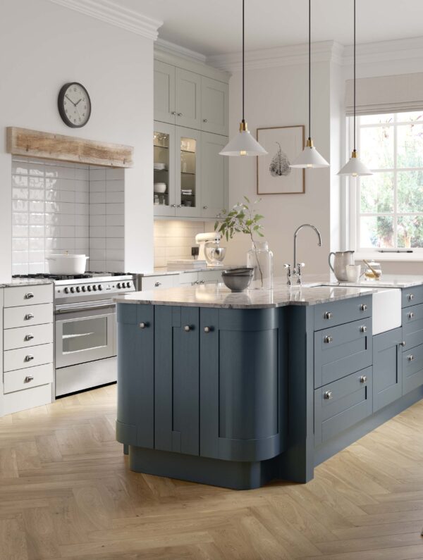 Wood Shaker Painted Light Grey and Oxford Blue