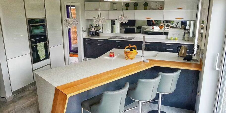 G shaped kitchen dark cabinets jpg