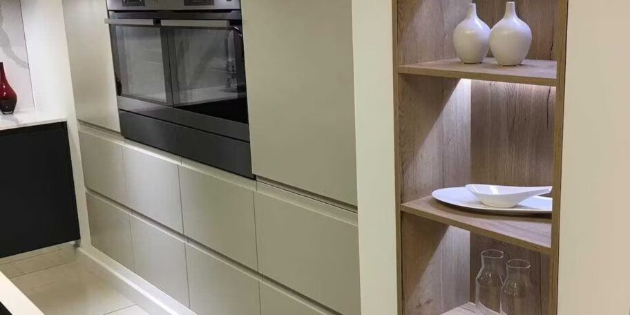 G shaped kitchen open shelves jpg