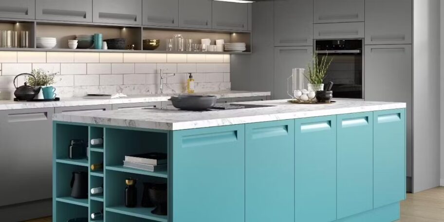 Grey kitchen ideas grey and blue cabinets jpg