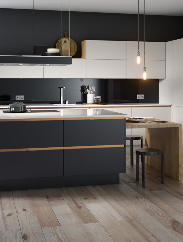 Inset Setosa Painted Antracite Copper Trim Limestone