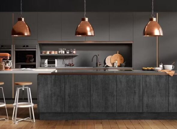 Black and copper kitchen ideas copper pendant lights jpg
