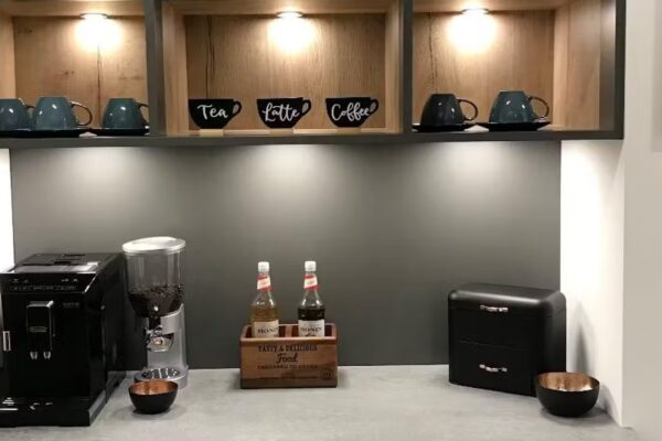 Black gloss kitchen ideas wooden accents jpg