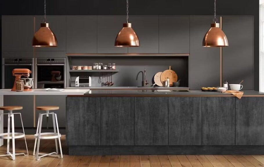 Black and copper kitchen ideas copper pendant lights jpg